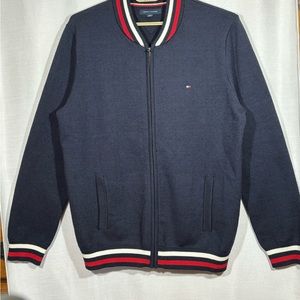 Tommy Hilfiger Navy  Full Zip Sweater Contrast Cuffs and Waist